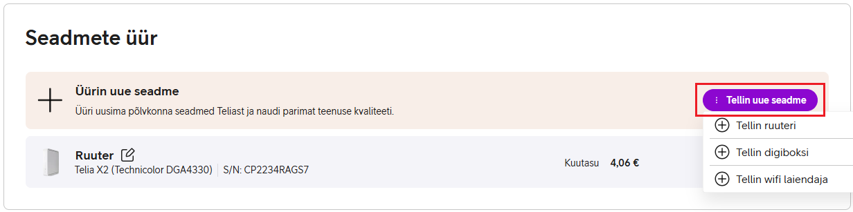 Valikus on - tellin ruuteri, tellin digiboksi, tellin wifi laiendaja